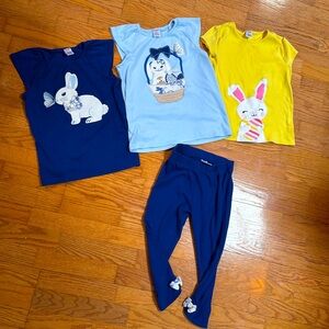 Girls size 12 Gymboree Easter bunny lot - 3 tops, 1 capri